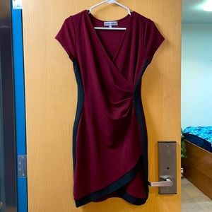 Curvy Burgundy & Black Cocktail Dress 🍸💃🏽